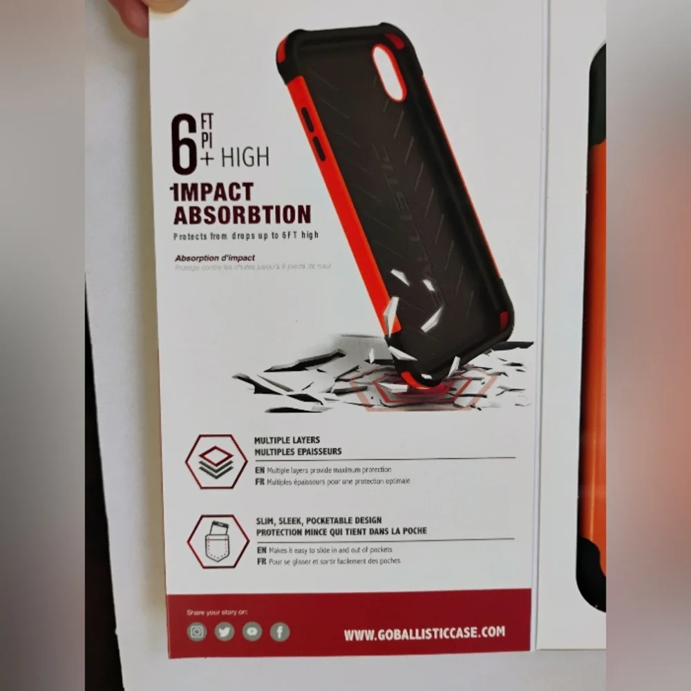 NIB Ballistic Tough Jacket Case‎ for iPhone Xs Max - Orange/Black